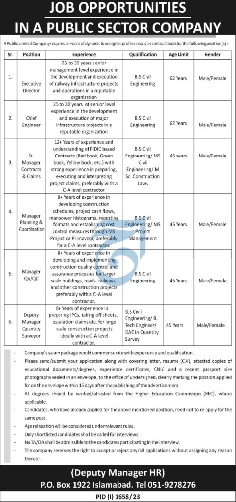 Public Sector Company Islamabad announces Admin Jobs 2026