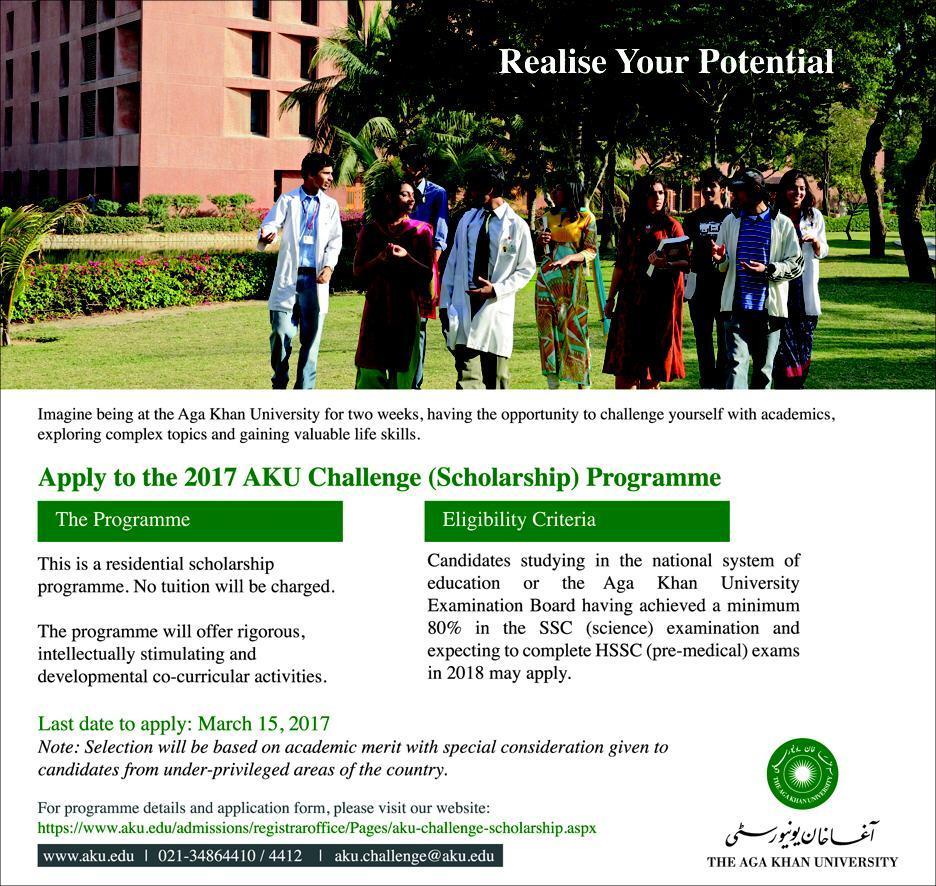 Aga Khan University Aku Challenging Scholarship Programme 2017