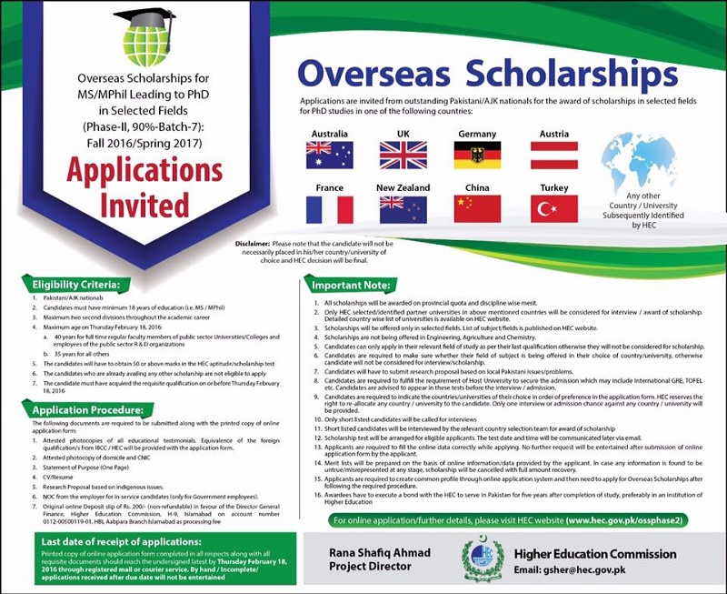 Hec Announced Overseas Scholarships
