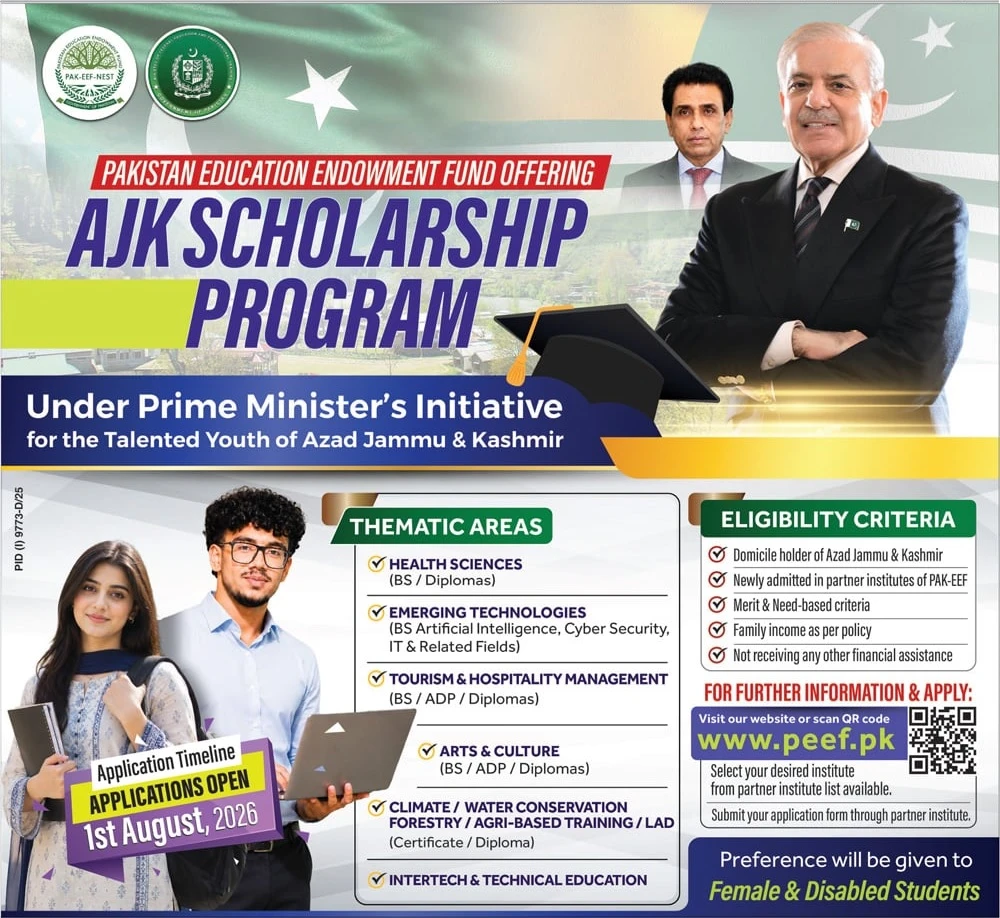 PEEF AJK Scholarship 2026 Apply for Higher Education Support