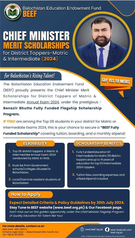 Beef Benazir Bhutto Shaheed District Topper Scholarship