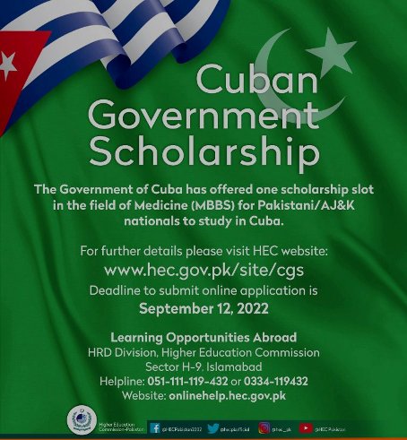 Hec Cuban Government Scholarship For Mbbs