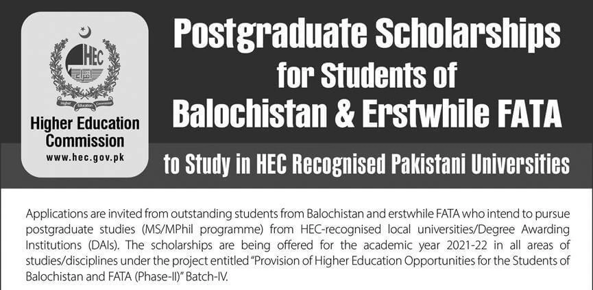 HEC Scholarships for Balochistan and Erstwhile Fata