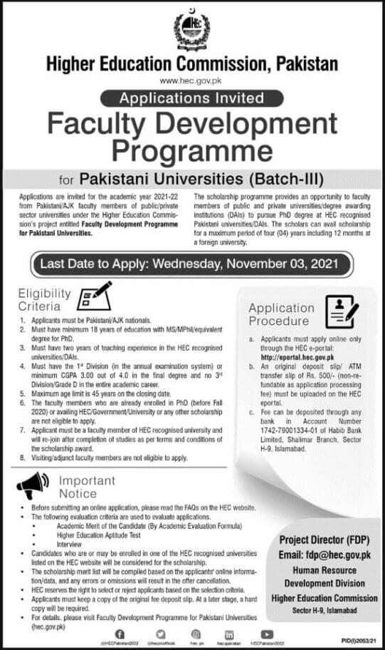 Hec Faculty Development Program Indigenous Phd Scholarships 