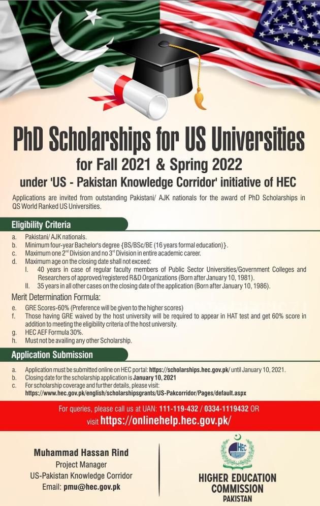 Hec Phd Scholarships For Us Universities