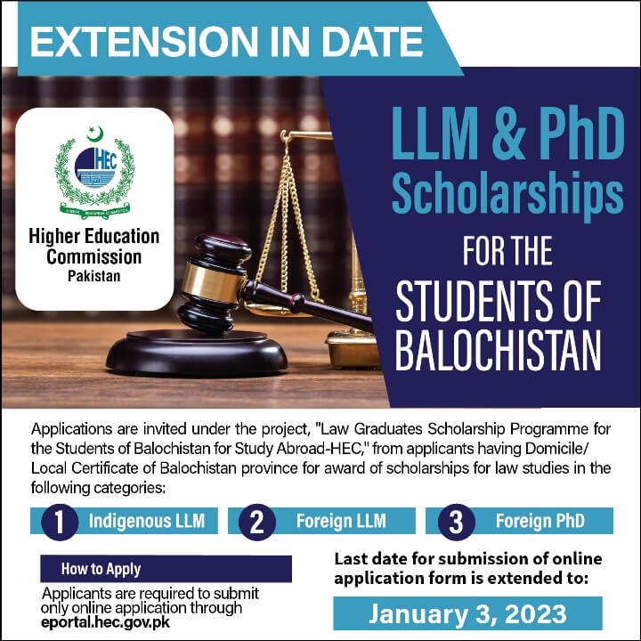 Hec Foreign Scholarships For Llm And Phd Students Of Balochistan