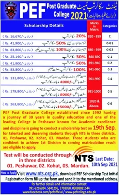 PEF College Scholarship for Inter Students