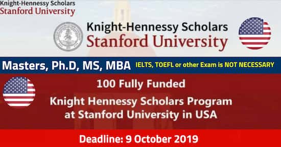 Stanford University Knight Hennessy Master and PhD Scholarship in USA