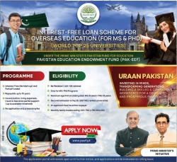 PAK-EEF Interest-Free Loan for MS and PhD at Top 25 Universities
