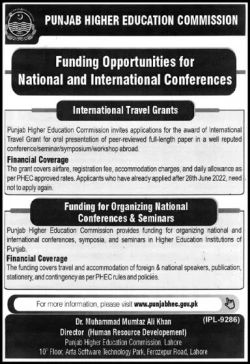 Punjab HEC Funding Opportunities for National and International Conferences