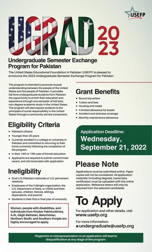UGRAD Semester Exchange Program 2023 In Usa Universities 